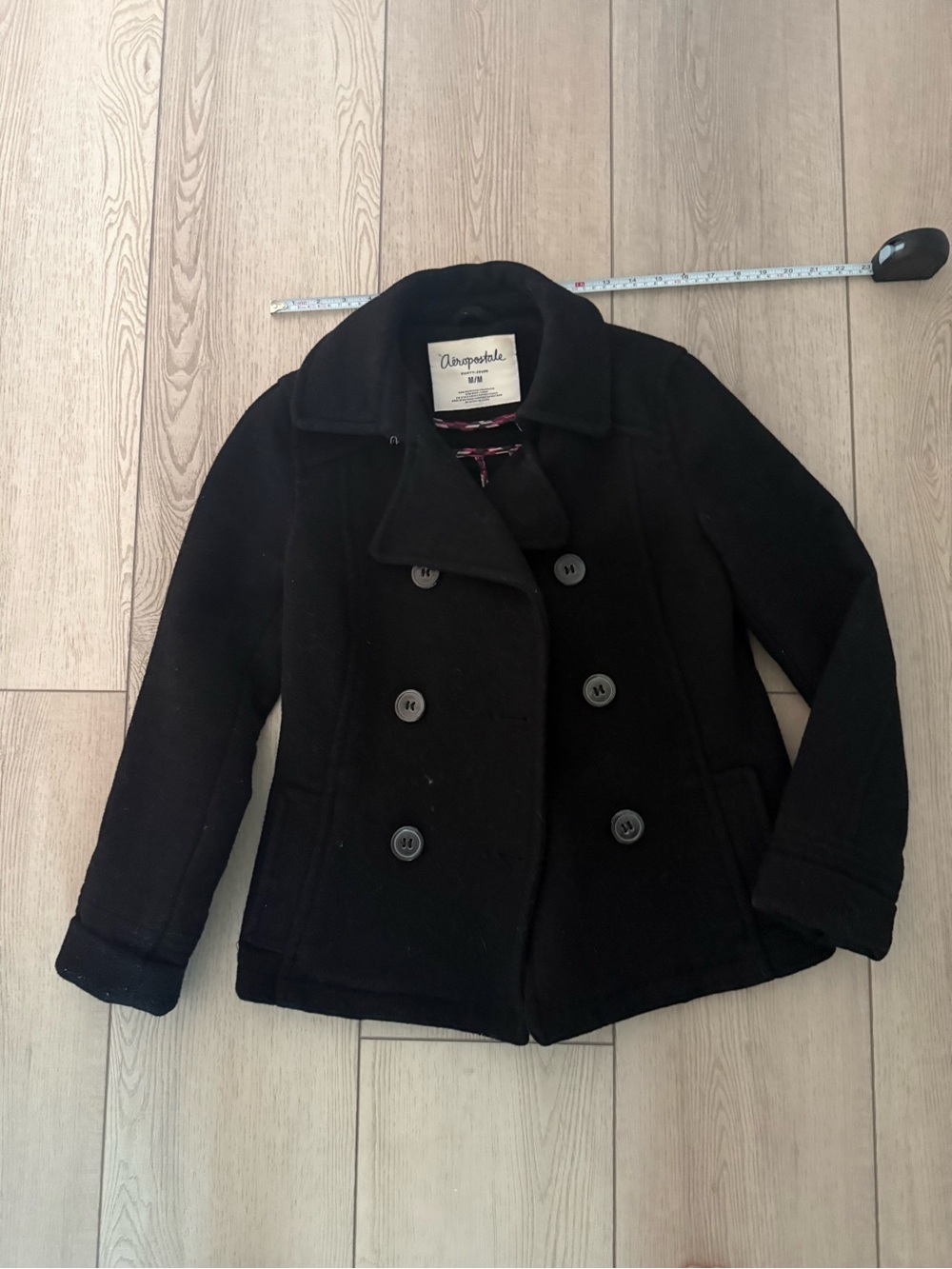 Aeropostale Kids Black Double-Breasted Pea Coat